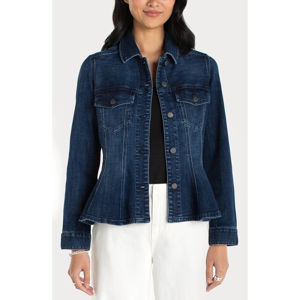 Liverpool Fit & Flare Trucker Jacket Blue Size Large Stitch Fix New With Tags